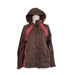 Columbia Womens Rain Jacket Brown Pink Size Large Windbreaker Rain Jacket